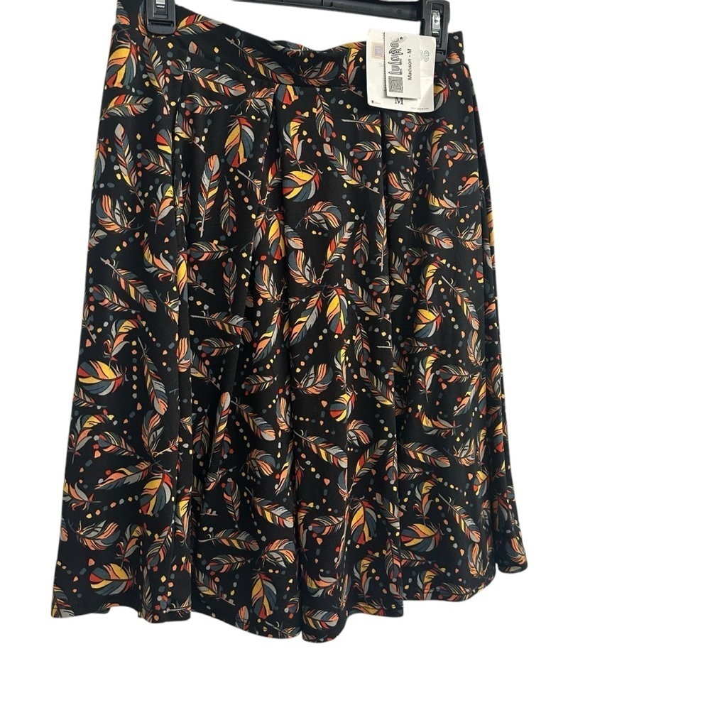 LulaRoe Size Medium Multicolored Feather Print Skirt New With Tags - Picture 3 of 7